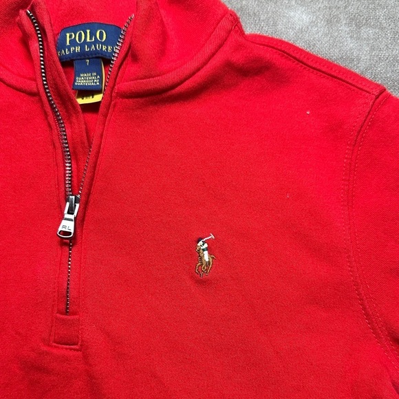 Polo by Ralph Lauren Men's Red Half-Zip Sweater - Picture 3 of 7